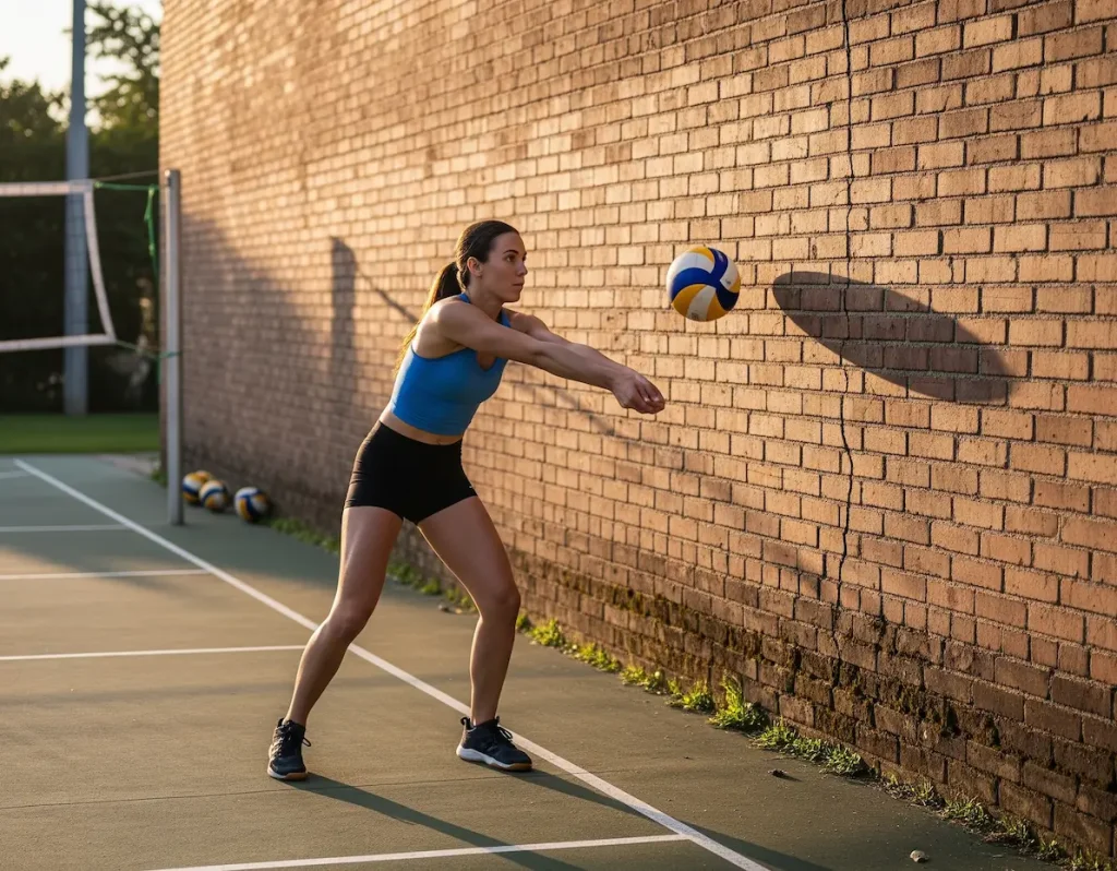 Improve Volleyball - practice against wall - AI generated image